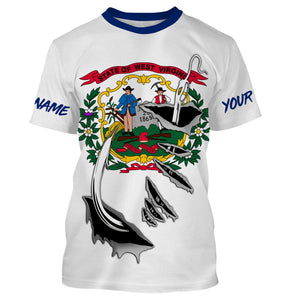 West Virginia Fishing hooks Custom Flag Fishing Shirts, West Virginia  Fishing jerseys IPHW3018