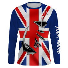 Load image into Gallery viewer, UK Fishing 3D Fish Hook England Flag Sun / UV protection quick dry customize name long sleeves shirts UPF 30+ personalized Patriotic fishing apparel gift for Fishing lovers - IPH1976