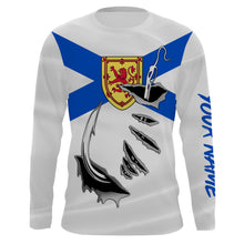 Load image into Gallery viewer, Fish hook Nova Scotia flag Custom Long sleeve Fishing Shirts for men and women IPHW3213