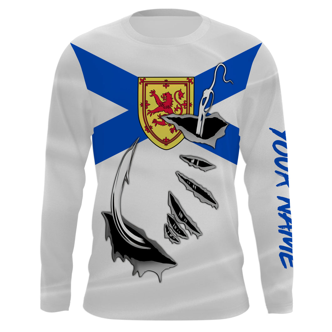 Fish hook Nova Scotia flag Custom Long sleeve Fishing Shirts for men and women IPHW3213