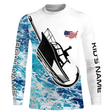 Load image into Gallery viewer, Custom Deep Sea Fishing Shirts With Boat Name, American Flag Saltwater Fishing Shirts IPHW4361