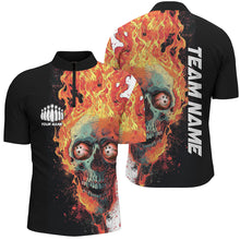 Load image into Gallery viewer, Personalized Skull Bowling Shirt For Men And Women Custom Team&#39;S Name Flame Bowler Jerseys IPHW5811