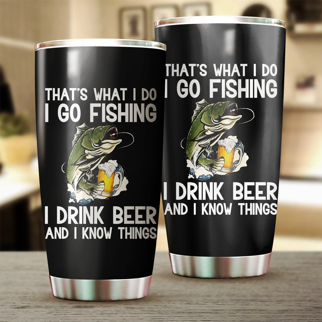 1pc Funny Largemouth Bass n Beer Fishing  Stainless Steel Fishing Tumbler Cup - Fishing gift - IPH1532