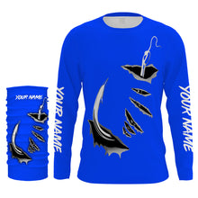 Load image into Gallery viewer, Fish hook Custom Blue Long Sleeve performance Fishing Shirts Fishing jerseys - IPHW1365