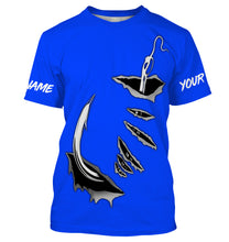 Load image into Gallery viewer, Fish hook Custom Blue Long Sleeve performance Fishing Shirts Fishing jerseys - IPHW1365