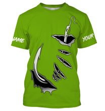 Load image into Gallery viewer, Fish hook Custom Green Long Sleeve performance Fishing Shirts Fishing jerseys - IPHW1366