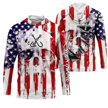 Load image into Gallery viewer, American Flag Skull Fish Hook Long Sleeve Fishing Shirts, Personalized Patriotic Fishing Gifts FEB21 - IPHW695