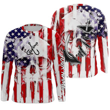Load image into Gallery viewer, American Flag Skull Fish Hook Long Sleeve Fishing Shirts, Personalized Patriotic Fishing Gifts FEB21 - IPHW695