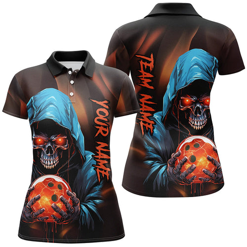 Bowling Grim Reaper Custom Women Bowling Polo Shirts Skull Bowling Team Jerseys Outfit IPHW5339
