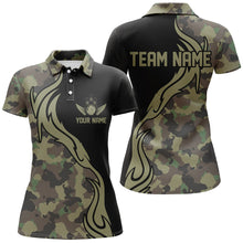 Load image into Gallery viewer, Military Green Camo Custom Army Bowling Team Shirts Ladies Bowling League Shirts IPHW5515