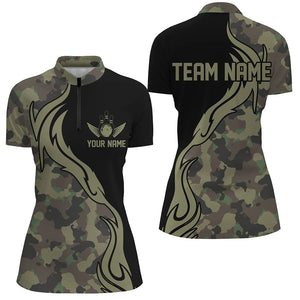 Military Green Camo Custom Army Bowling Team Shirts Ladies Bowling League Shirts IPHW5515