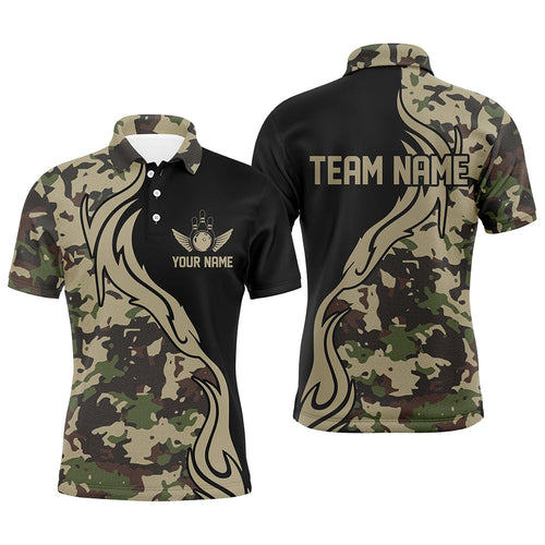 Military Green Camo Custom Army Bowling Team Shirts Personalized Bowling League Shirts For Men IPHW5517