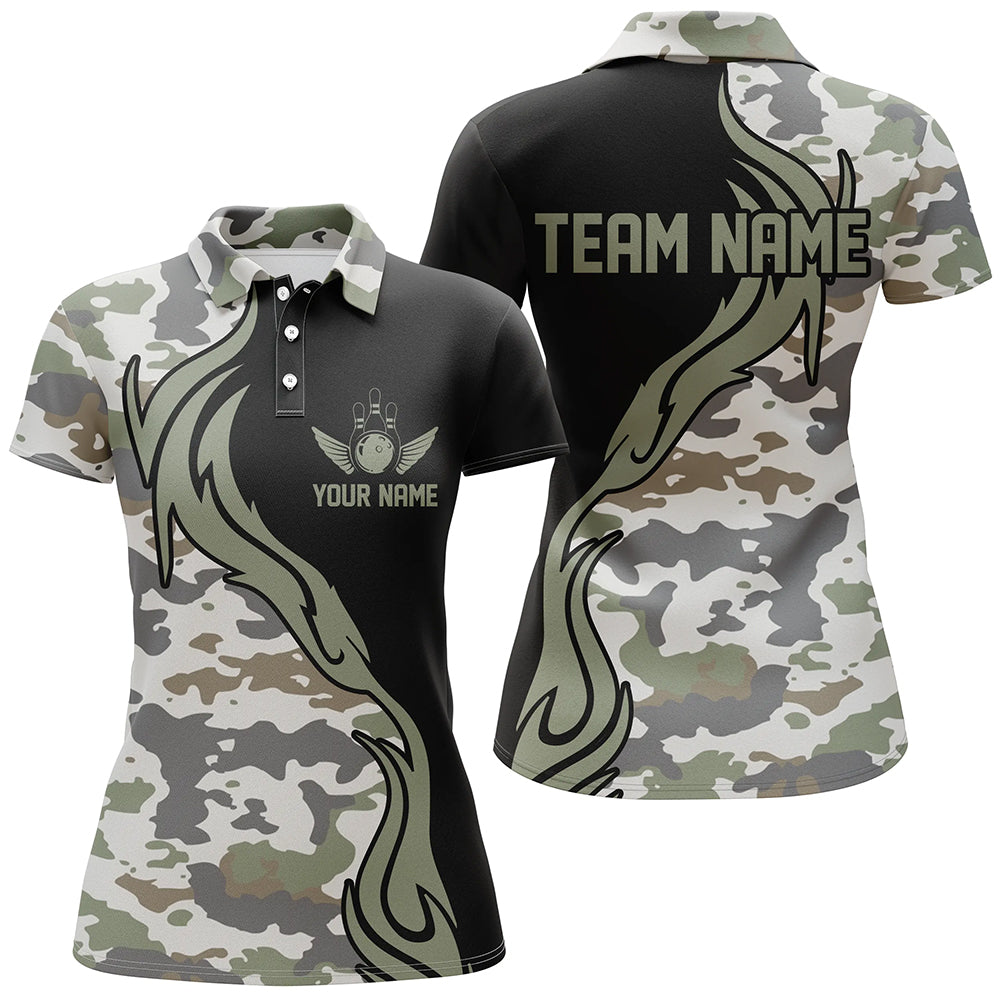 Personalized Camo Bowling Shirts For Women Custom Bowling Team Jerseys Bowlers Outfits IPHW5519