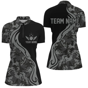 Personalized Gray Camo Bowling Shirts For Women Custom Bowling Team Jerseys Bowlers Outfits IPHW5520