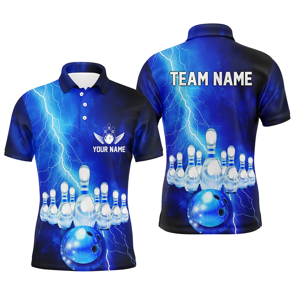 Custom Blue Thunder Lightning Bowling Polo Shirts For Men And Women Bowling Jerseys Team Shirts IPHW5349