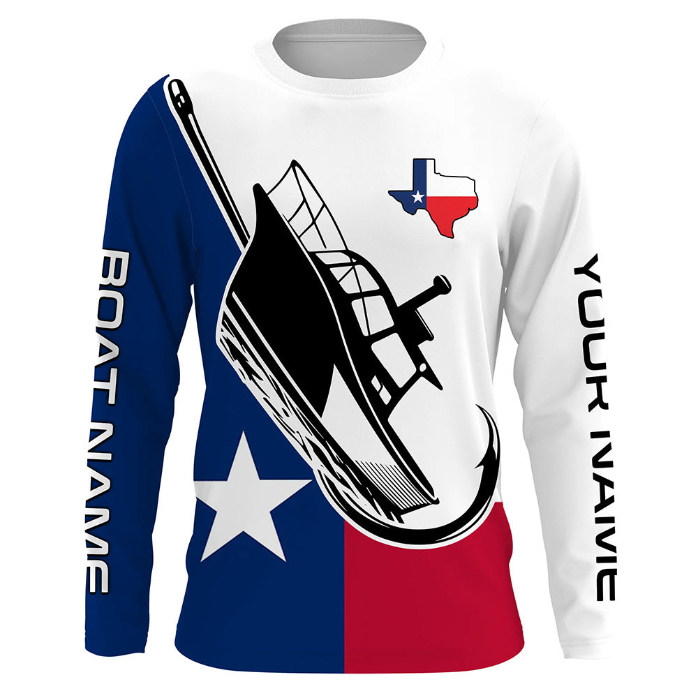 deep sea fishing polos Custom Deep Sea Fishing Shirts With Boat Name, Texas Flag Saltwater Fishing Shirts IPHW4903