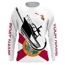 Load image into Gallery viewer, Custom Deep Sea Fishing Shirts With Boat Name, Florida Flag Saltwater Fishing Shirts IPHW4904