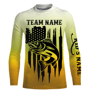 American flag Walleye Custom Long sleeve Fishing Shirts for Fishing team, Walleye fishing jerseys IPHW3538