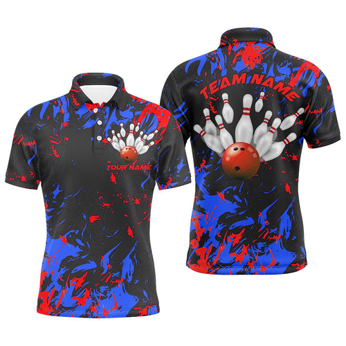 Blue And Red Camo Bowling Team Shirts Custom Men Polo Shirts Bowling League Shirts IPHW5363