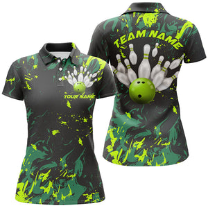 Black And Green Camo Bowling Team Shirts Custom Women Polo Shirts Bowling League Shirts IPHW5364