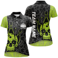 Load image into Gallery viewer, Custom Skull Bowling Shirts For Women, Green Bowling Team Jerseys Bowling Polo Shirt IPHW5839