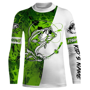 Largemouth Bass Fishing tattoo Lime green Camo Custom name All over print shirts Personalized Fishing gift for men, women and kid - IPH1344