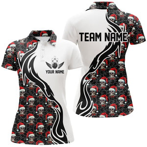 Custom Christmas Women Bowling Polo Shirts Skull Team Bowling Jerseys Gifts For Bowlers IPHW5376