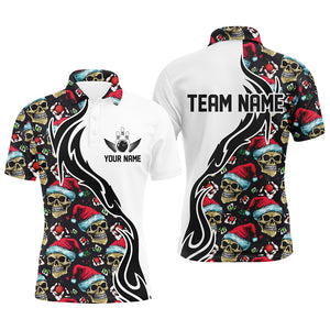 Custom Christmas Men Bowling Polo Shirts Skull Team Bowling Jerseys Christmas Gifts For Bowlers IPHW5377