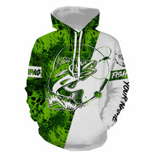 Load image into Gallery viewer, Walleye Fishing tattoo Lime green Camo Custom name All over print shirts Personalized Fishing gift for men, women and kid - IPH1345