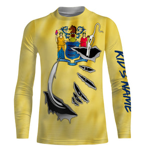 New Jersey Flag 3D Fish Hook UV Protection Custom Long Sleeve performance Fishing Shirts IPHW499