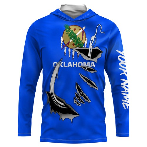 Oklahoma Flag 3D Fish Hook UV Protection Custom Long Sleeve performance Fishing Shirts IPHW502