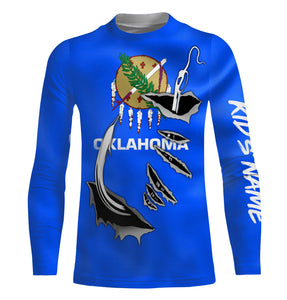 Oklahoma Flag 3D Fish Hook UV Protection Custom Long Sleeve performance Fishing Shirts IPHW502