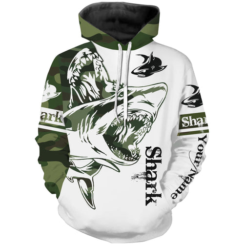 Shark Fishing Tattoo Green Camo Customize name 3D All over print shirts NQS662
