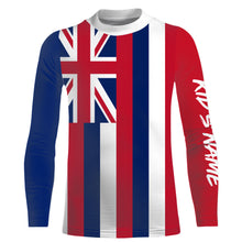 Load image into Gallery viewer, Hawaii State Hawaiian Flag Custom UV Long Sleeve Fishing Shirts - Personalized Fishing Gifts IPHW730