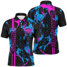 Load image into Gallery viewer, Custom Blue And Pink Strike Bowling Shirts Men Polo Camo Bowling Team Jerseys Bowling League IPHW5387