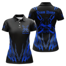 Load image into Gallery viewer, Custom Bowling Shirts For Women, Skull Bowling Team Shirts Bowling Pin | Blue IPHW4482
