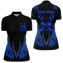 Load image into Gallery viewer, Custom Bowling Shirts For Women, Skull Bowling Team Shirts Bowling Pin | Blue IPHW4482