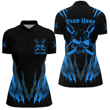 Load image into Gallery viewer, Custom Bowling Shirts For Women, Skull Bowling Team Shirts Bowling Pin | Blue IPHW4483