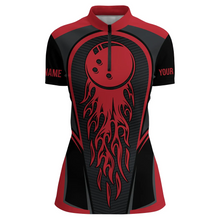 Load image into Gallery viewer, Red Flaming Bowling Ball Custom Women&#39;S Bowling Jerseys, Matching Team Bowling Shirts IPHW4200