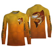 Load image into Gallery viewer, Personalized Angry Redfish Fishing jerseys, Redfish Long sleeve performance Fishing Shirts IPHW3414