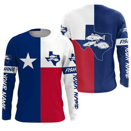 Personalized Texas Fishing Shirts, Texas Slam Redfish Trout Flounder Long Sleeve Fishing Shirts - IPHW2409