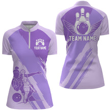 Load image into Gallery viewer, Custom Bowling Shirts For Women, Bowling Queen Team Jerseys, Bowling Girls Shirt  | Purple IPHW4515