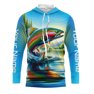 Fly Fishing Rainbow Trout Custom Long Sleeve Fishing Shirts, Trout Fishing Jerseys IPHW5583