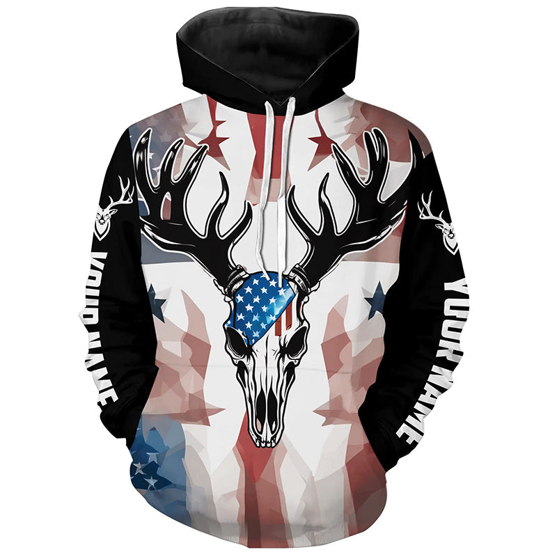 American Flag Deer Skull Custom All Over Shirt Patriotic Deer Hunting Shirts Deer Hunter Apparel IPHW5430