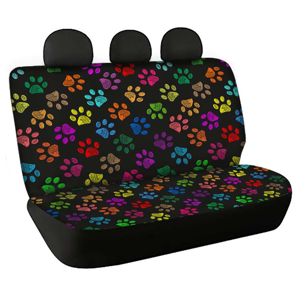 Cute Dog Puppy Paw Print Bench Seat Covers, Car Accessories for Dog Mom, Dog Dad, Dog lovers - IPHW1014