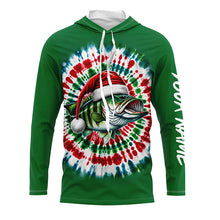 Load image into Gallery viewer, Custom Christmas Bass Fishing Tie Dye Long Sleeve Fishing Shirts, Christmas Bass Fishing Gifts IPHW5588