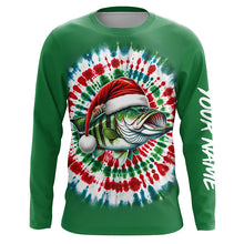 Load image into Gallery viewer, Custom Christmas Bass Fishing Tie Dye Long Sleeve Fishing Shirts, Christmas Bass Fishing Gifts IPHW5588