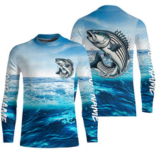 Load image into Gallery viewer, Striped Bass Fishing Custom Performance Long Sleeve Uv Shirts, Striper Saltwater Fishing Jerseys IPHW6114