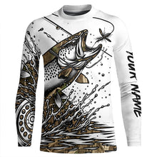 Load image into Gallery viewer, Trout Fly Fishing Camo Custom Long Sleeve Fishing Shirts, Flyfishing Trout Tournament Shirt IPHW5590