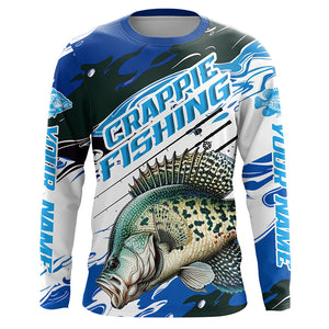 Custom Crappie Fishing Jerseys, Crappie Long Sleeve Tournament Fishing Shirts | Blue Camo  IPHW6127